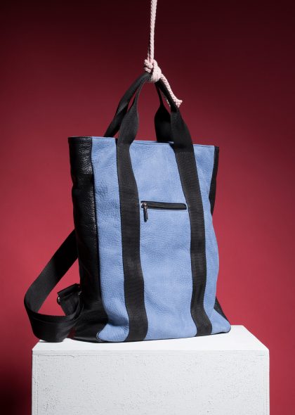 zaino in pelle leather backpack v23 black bicolor